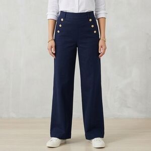 NWT LOFT Petite Navy Blue Sailor Wide Leg Pants - Size LP - Nautical Decorative